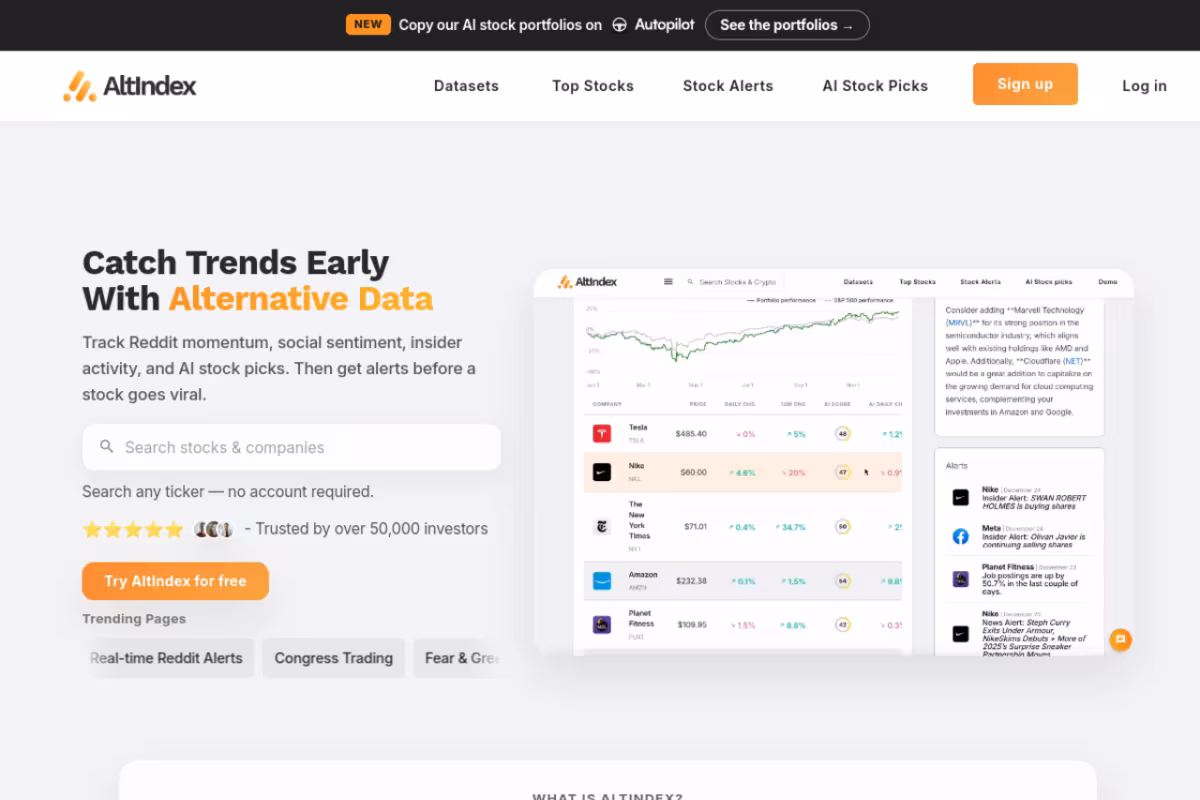 AltIndex homepage screenshot