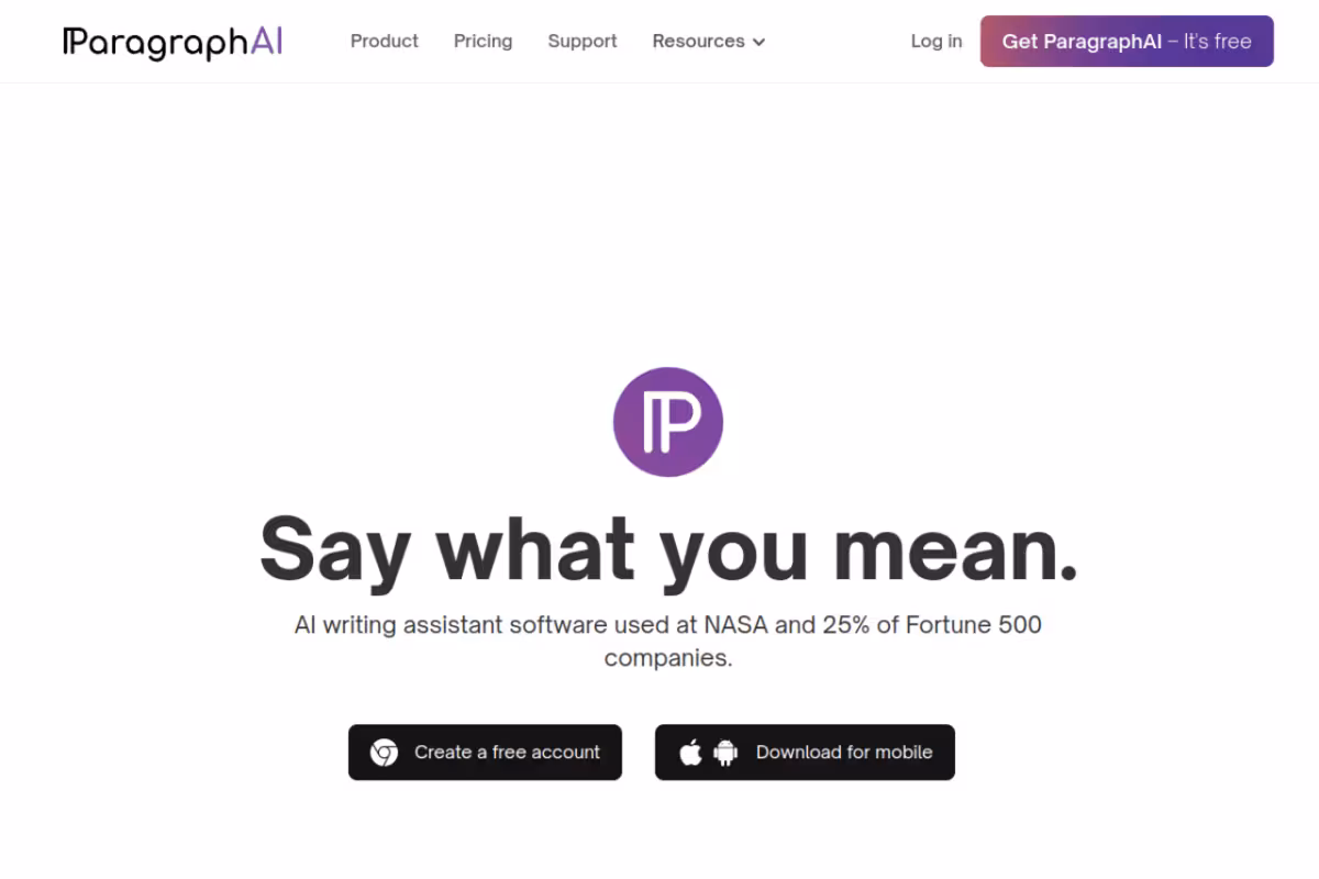 Paragraph AI homepage screenshot