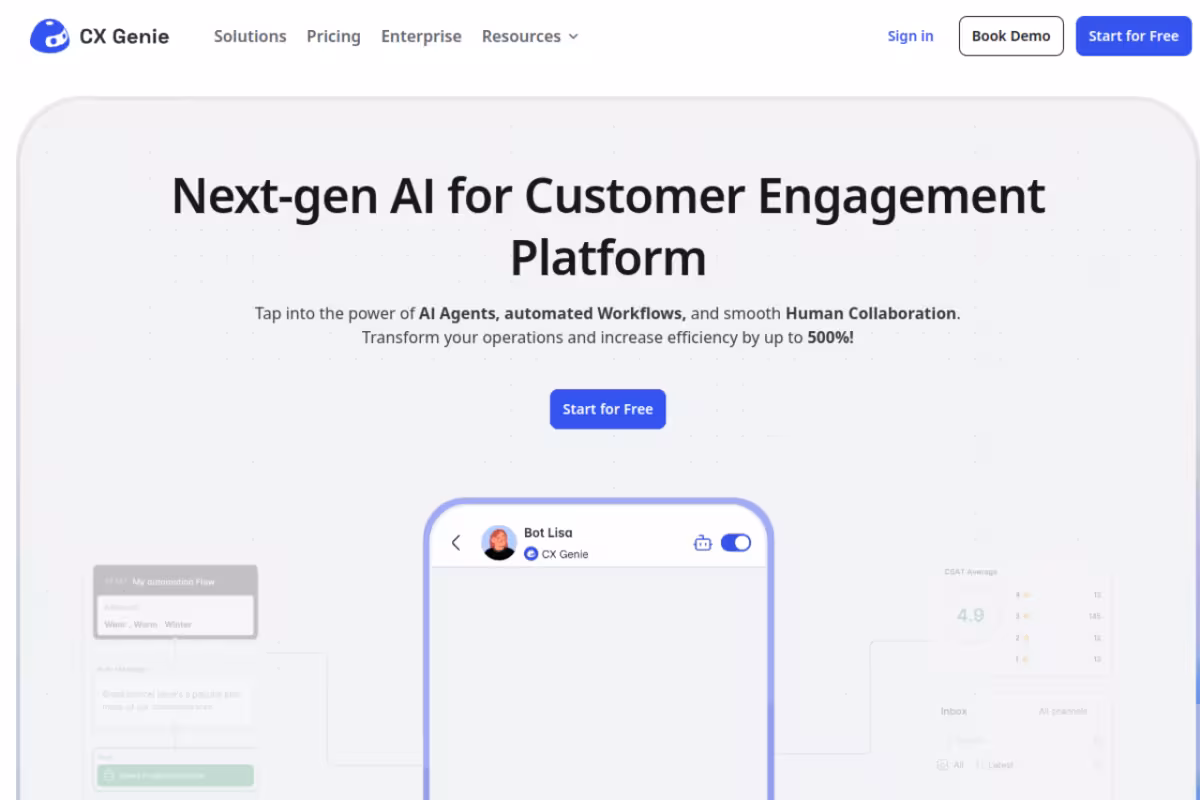 CX Genie homepage screenshot