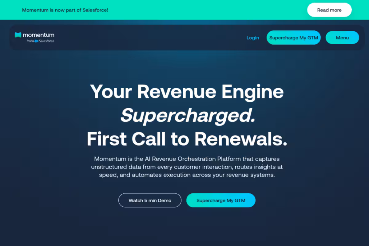 Momentum homepage screenshot