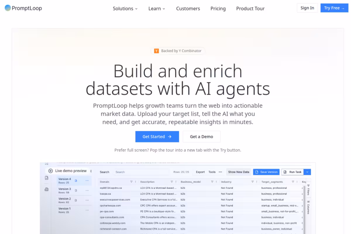 PromptLoop homepage screenshot