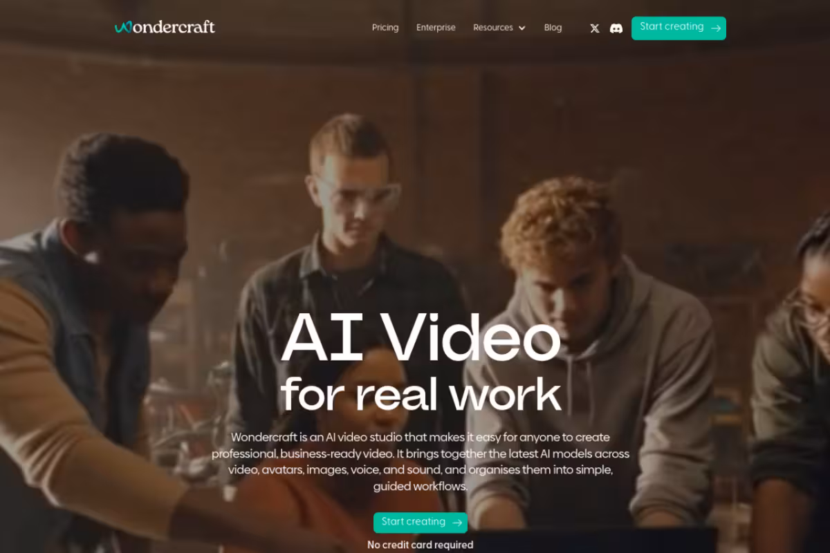 Wondercraft homepage screenshot