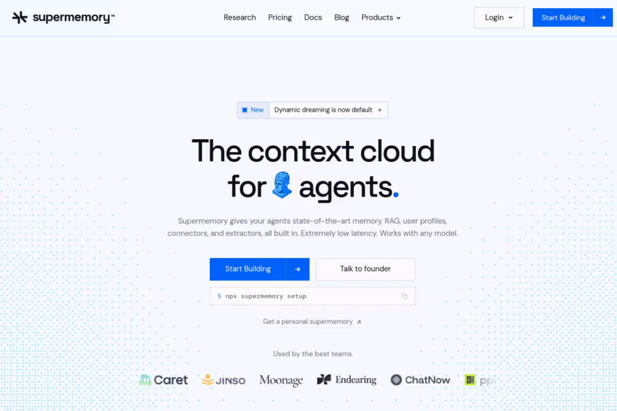 Supermemory homepage screenshot