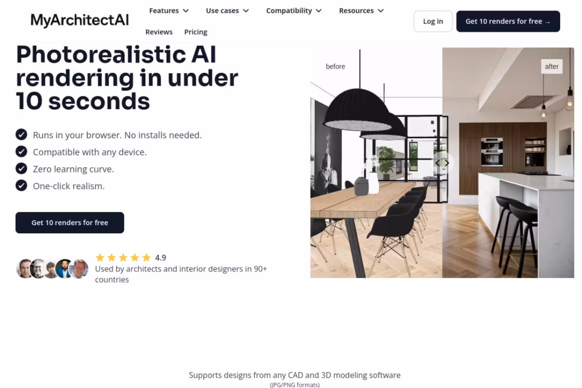 MyArchitectAI homepage screenshot