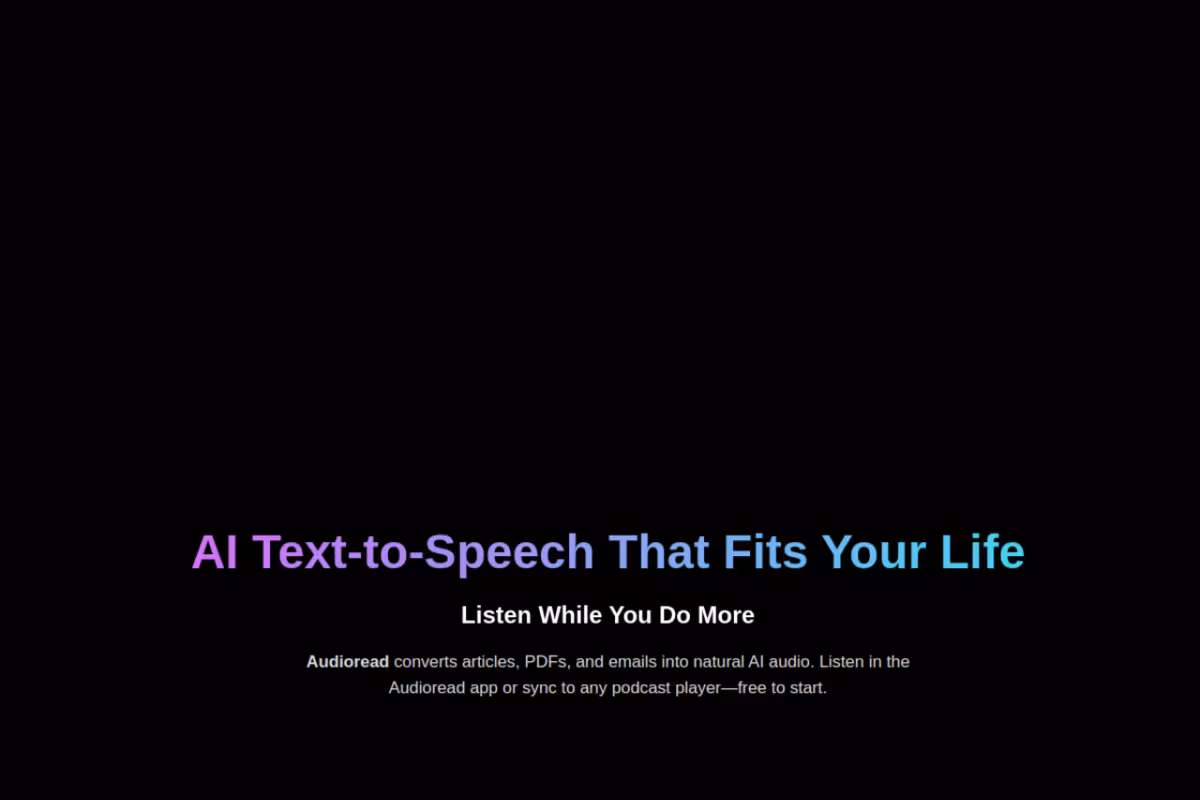 Audioread.com homepage screenshot