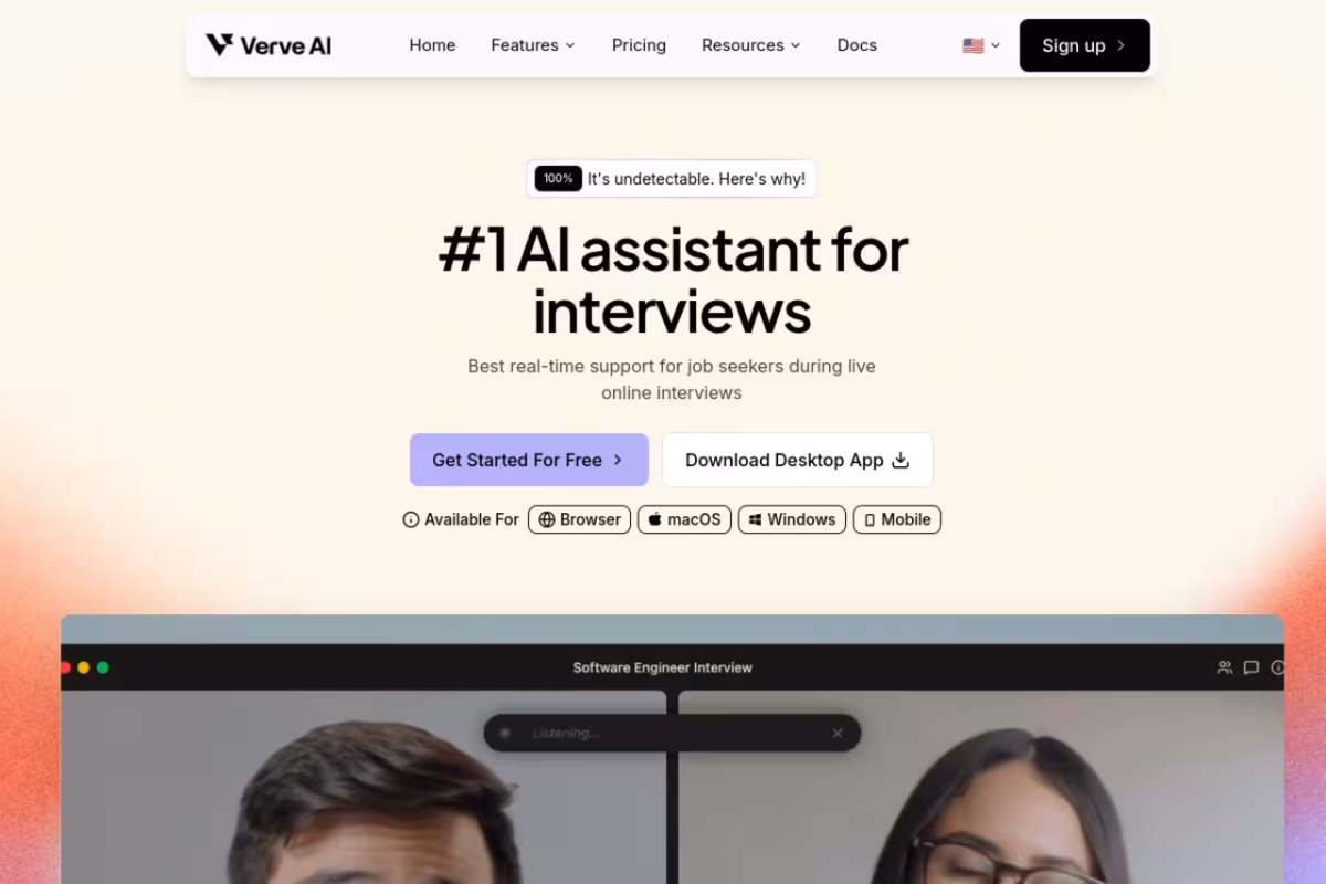 Verve AI homepage screenshot