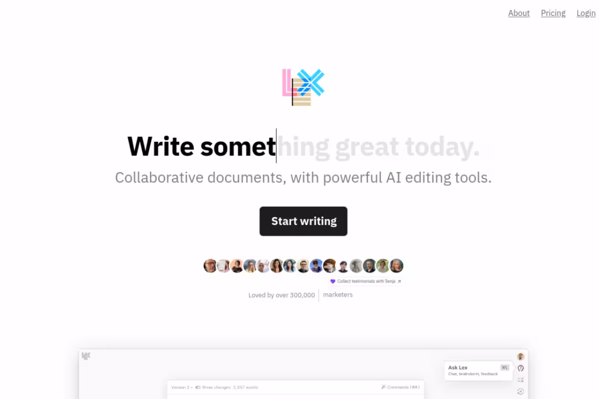 Lex homepage screenshot
