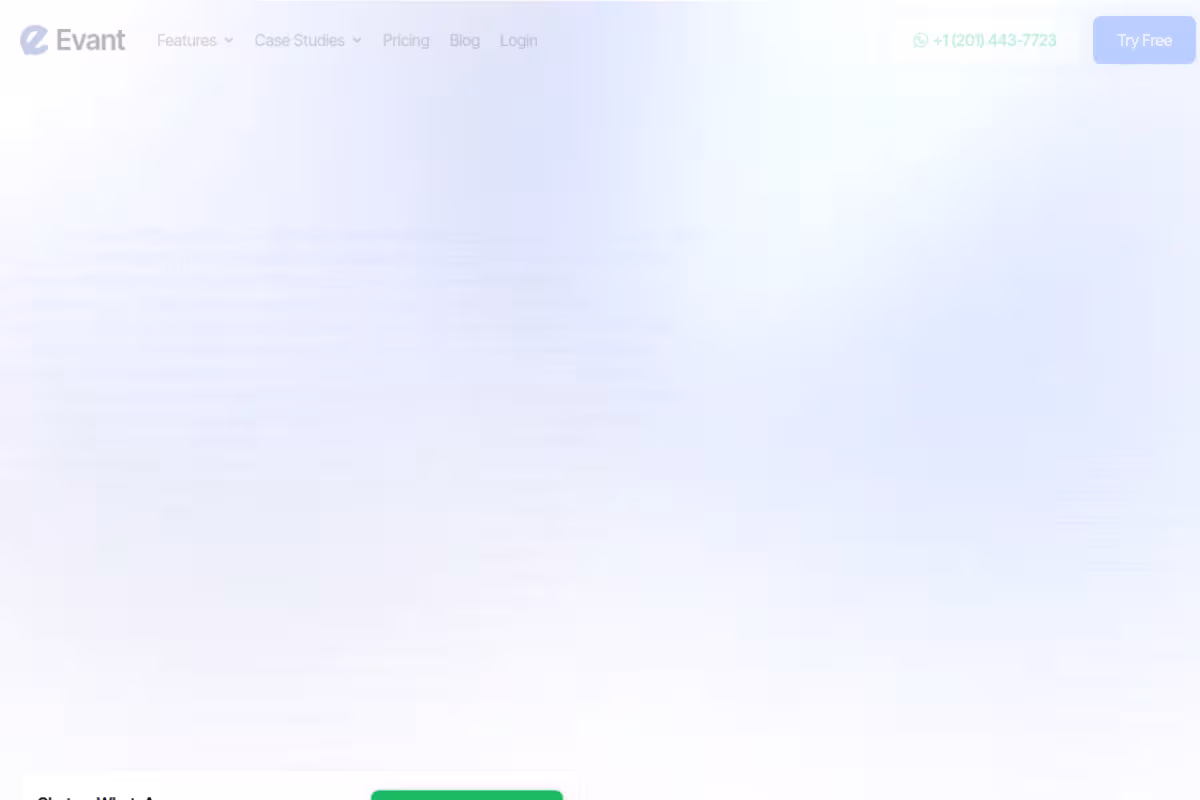 Evant homepage screenshot
