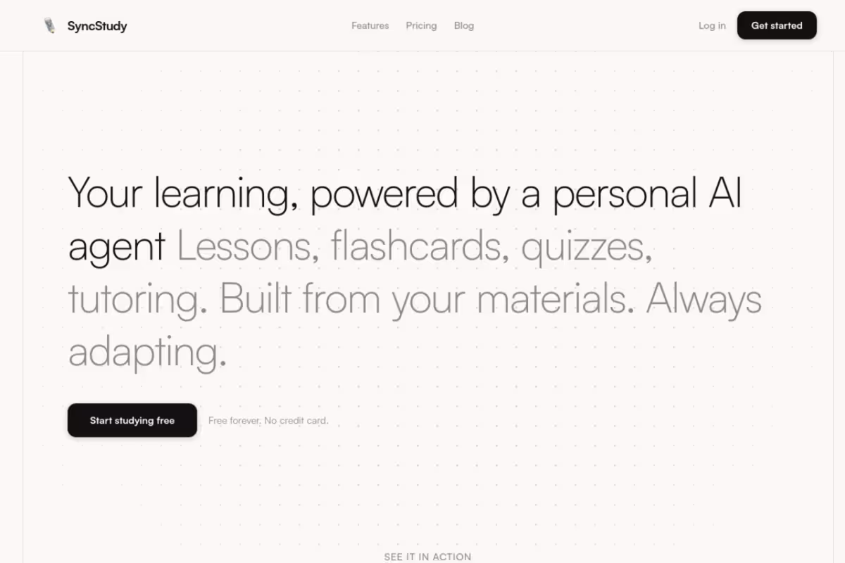 SyncStudy homepage screenshot