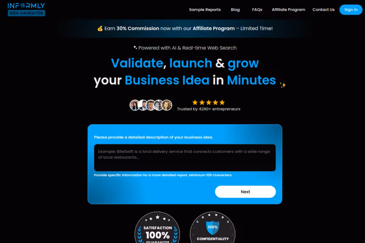 Informly homepage screenshot