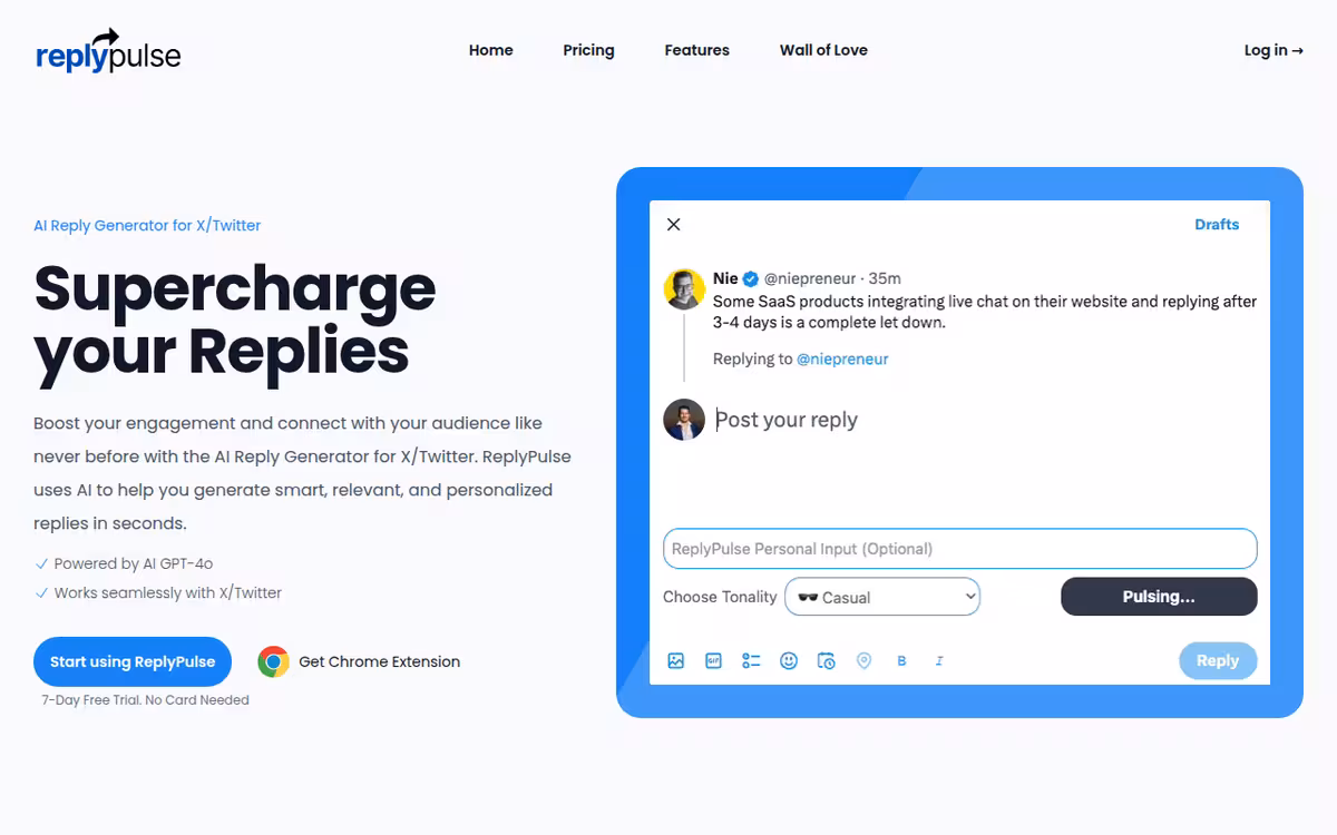 ReplyPulse homepage screenshot