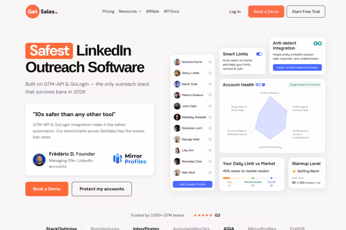 GetSales.io homepage screenshot