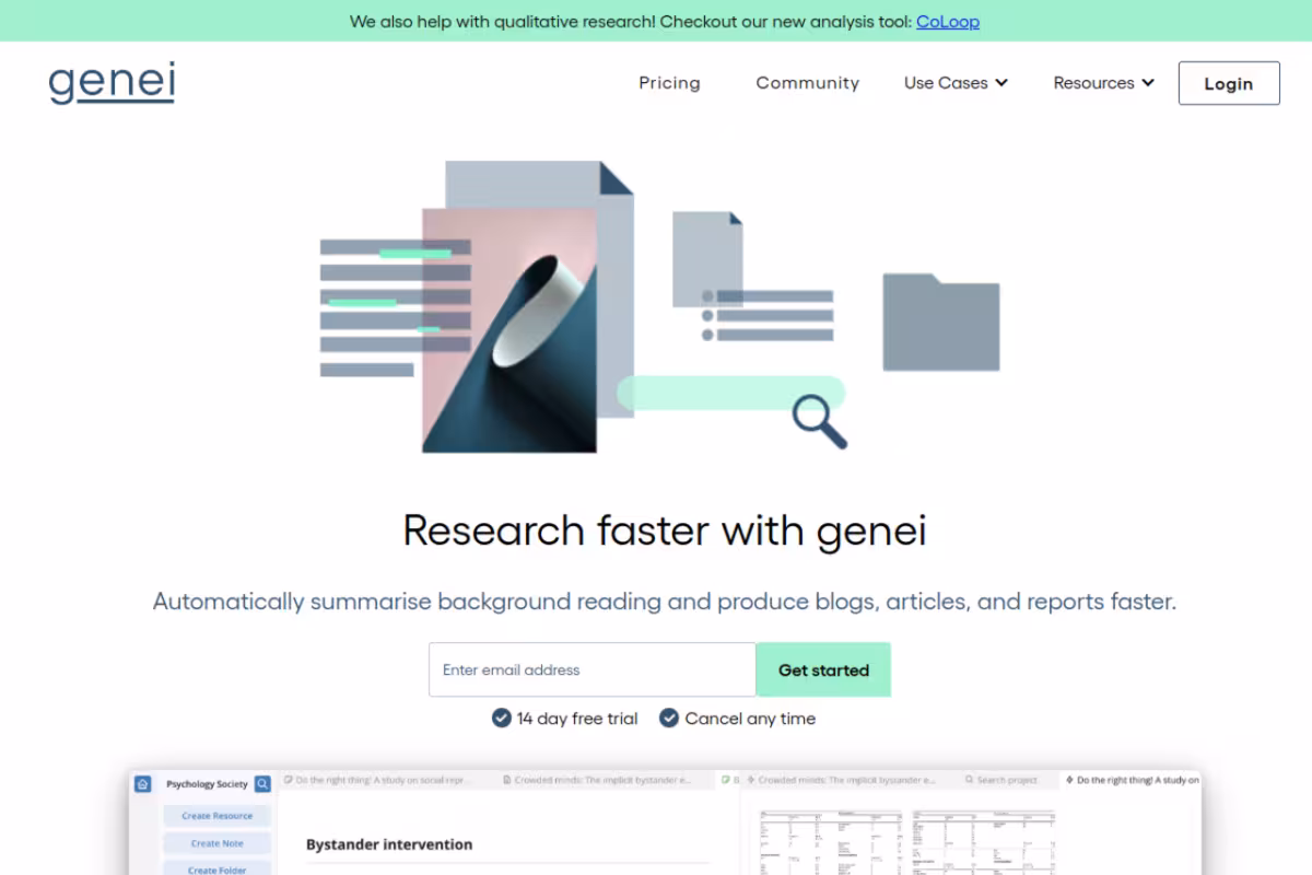 Genei homepage screenshot