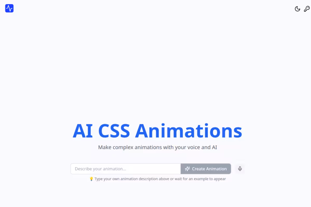 AI CSS Animations homepage screenshot