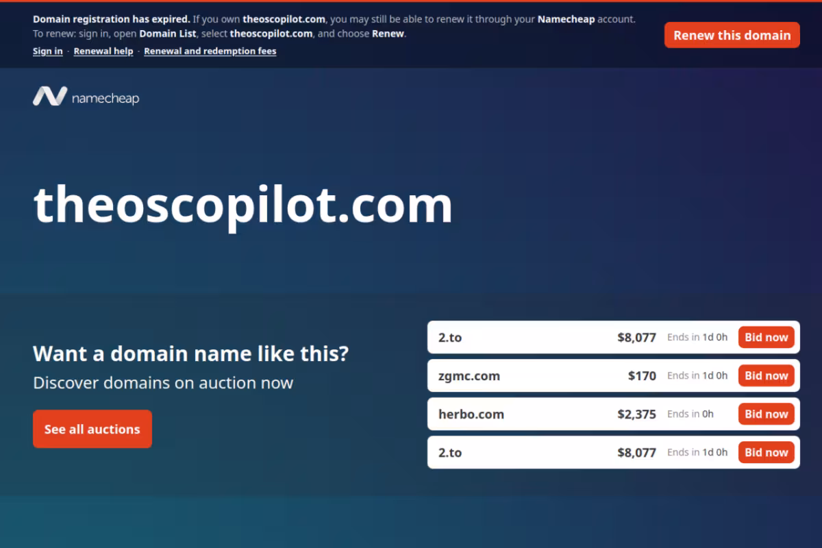 Theos Sales Copilot homepage screenshot