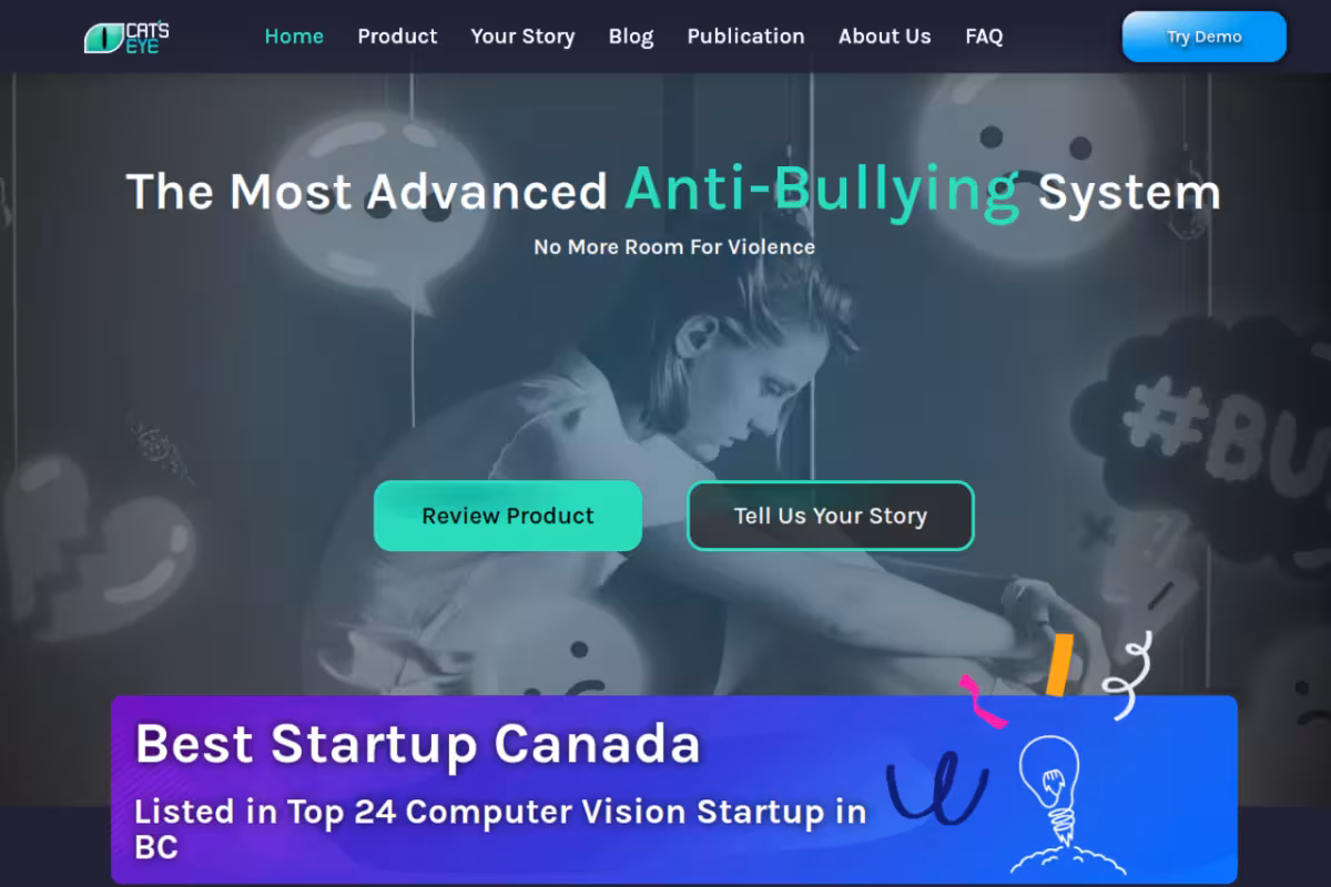 The Cat’s Eye Smart Systems homepage screenshot