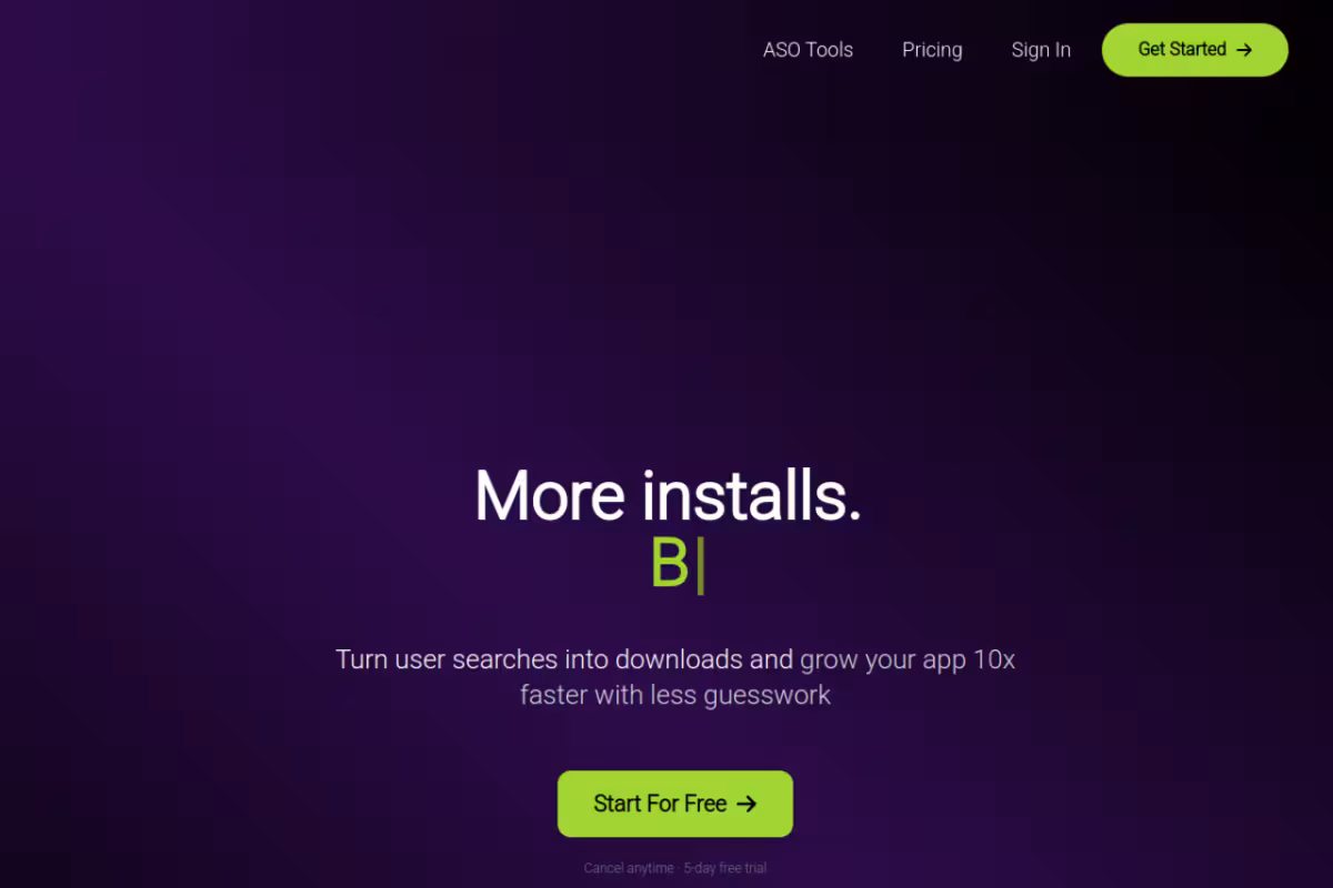 AsoLift homepage screenshot