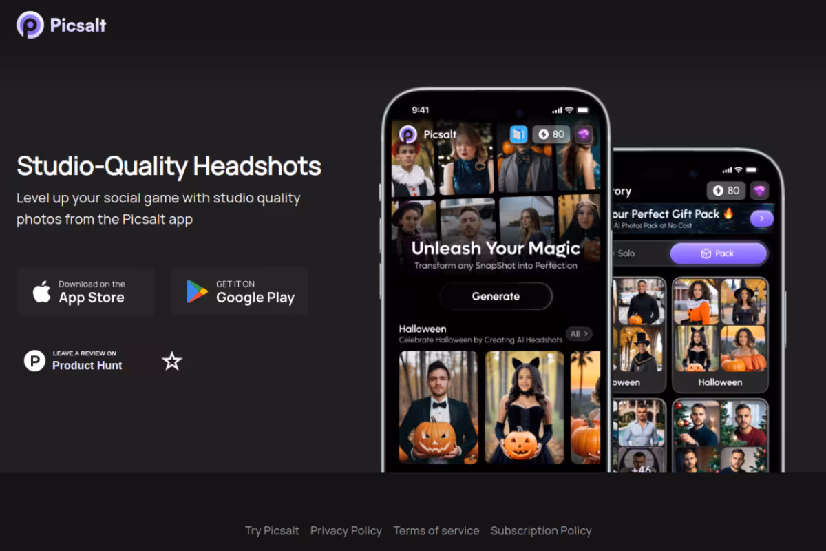 Picsalt homepage screenshot