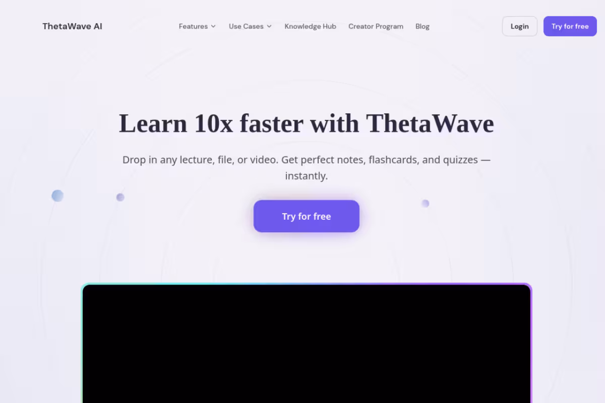 Learn 10x faster withThetaWave homepage screenshot