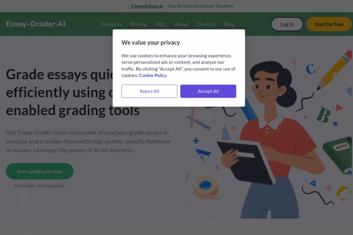Essay Grader AI homepage screenshot