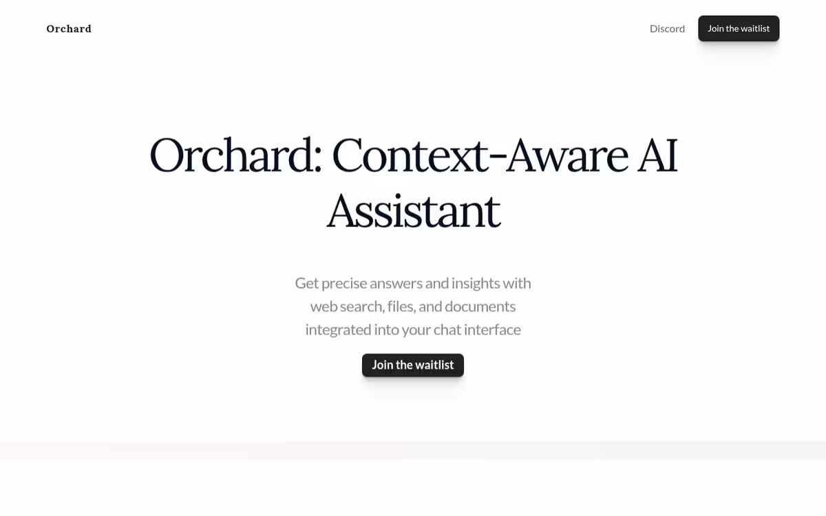 Orchard homepage screenshot