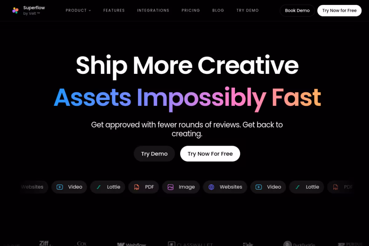 Superflow homepage screenshot