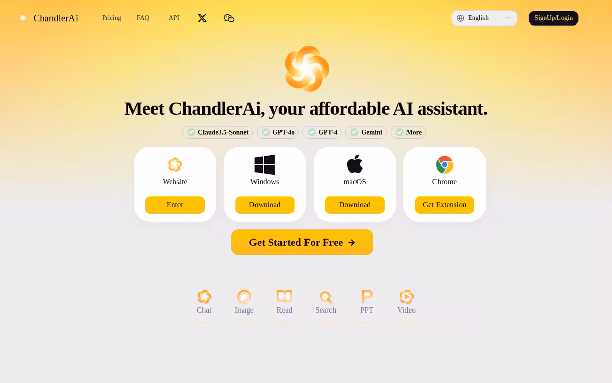 ChandlerAI homepage screenshot
