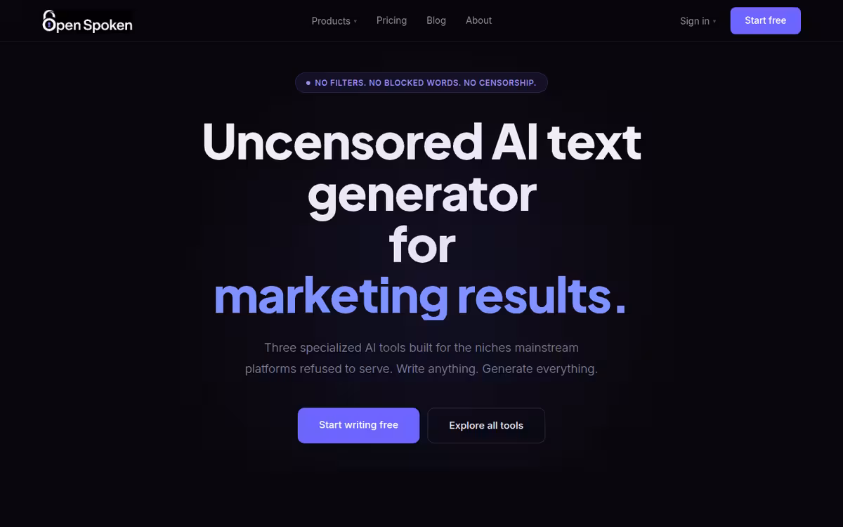 Open Spoken AI homepage screenshot