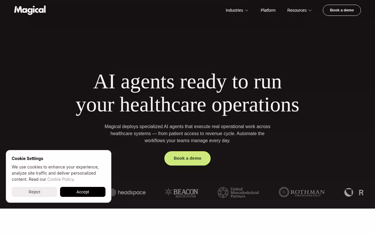 Magical homepage screenshot