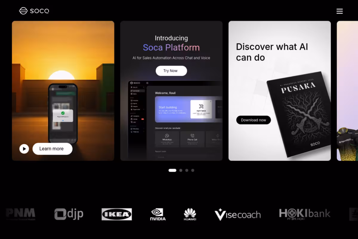 Soca AI homepage screenshot