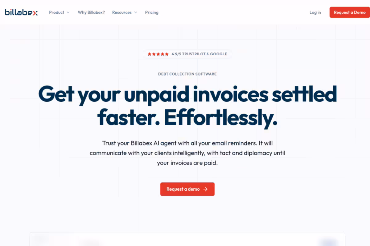 Billabex homepage screenshot