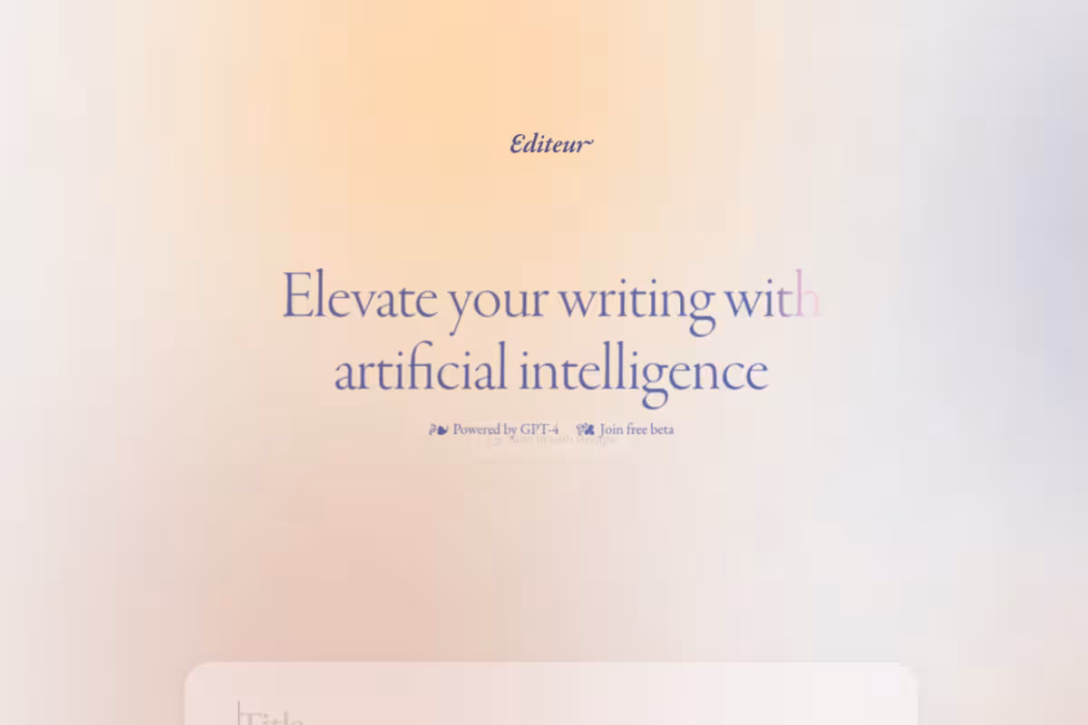 Editeur homepage screenshot
