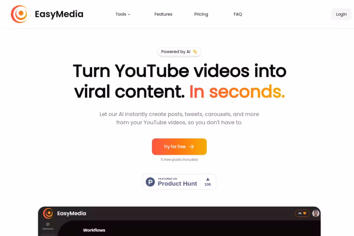 EasyMedia homepage screenshot