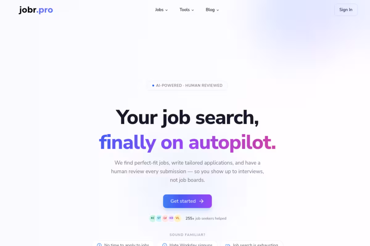 Jobr Pro homepage screenshot
