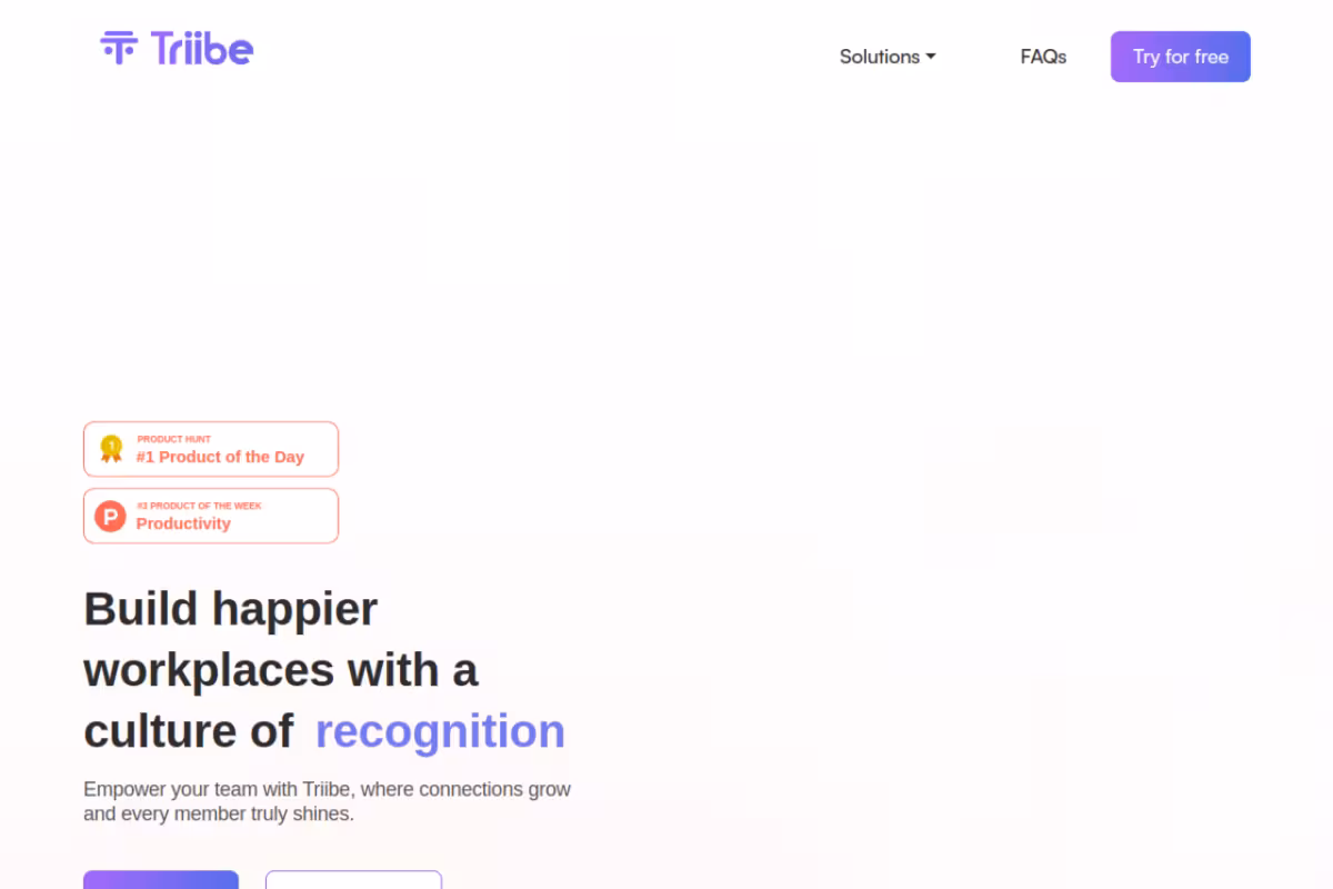 Triibe homepage screenshot