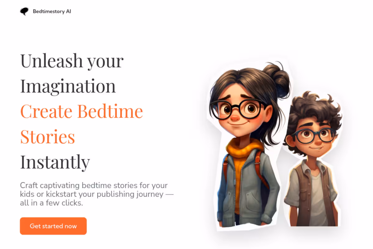 Bedtimestory.ai homepage screenshot