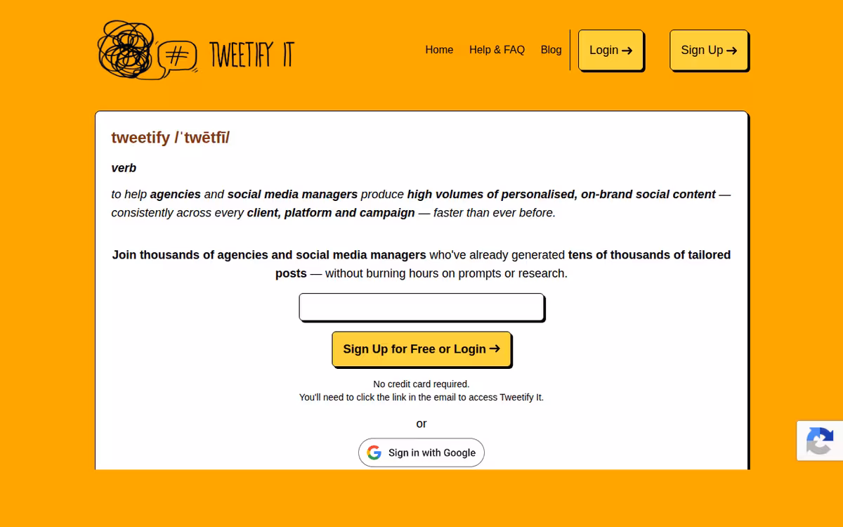 Tweetify It homepage screenshot