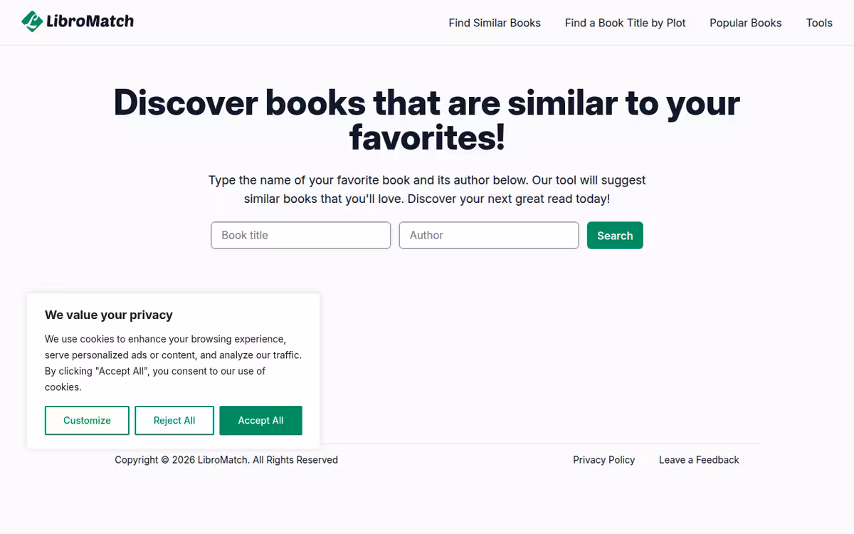 LibroMatch homepage screenshot