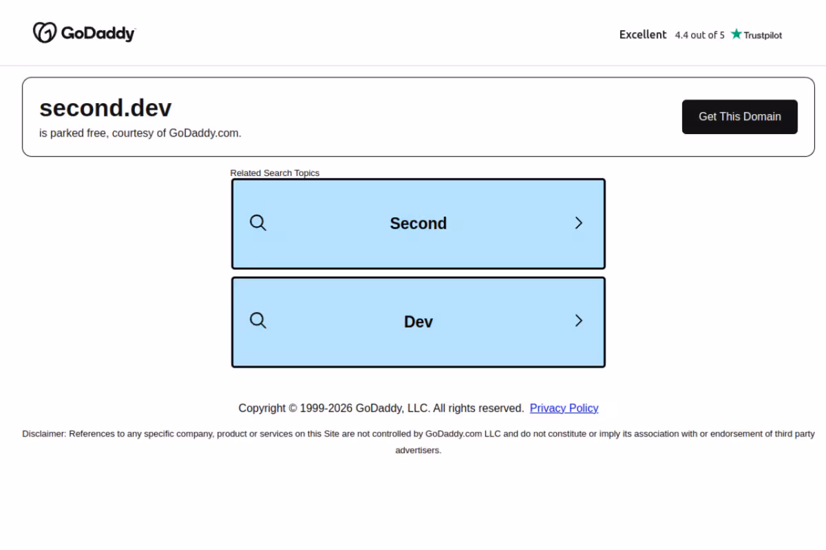 Second.dev homepage screenshot