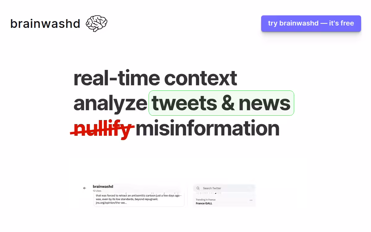 Brainwashd homepage screenshot