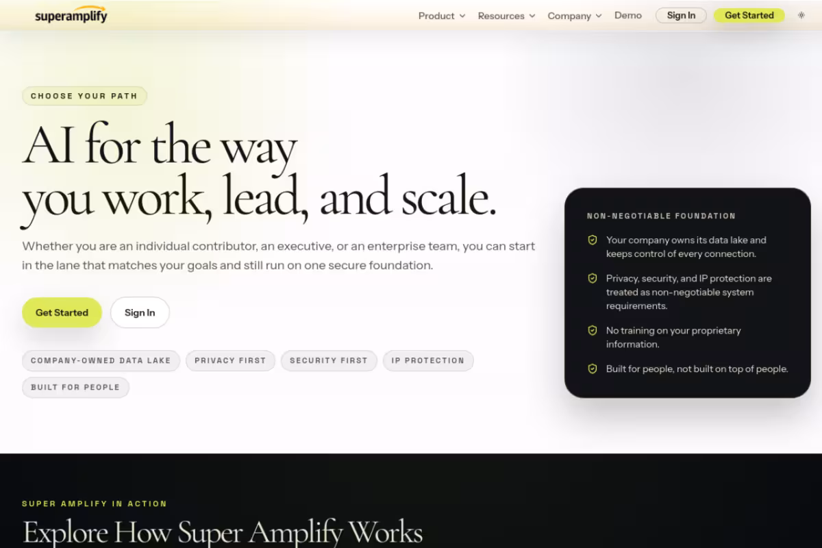 Super Amplify homepage screenshot