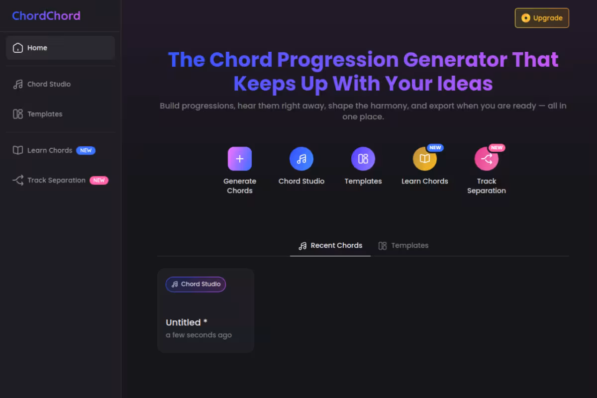 ChordChord homepage screenshot