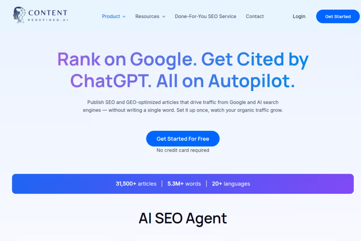 Content Redefined homepage screenshot