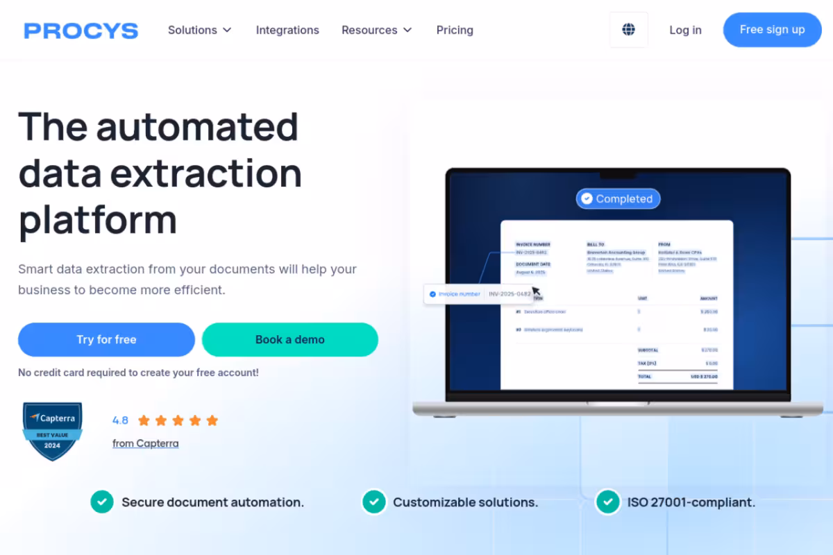 Procys homepage screenshot