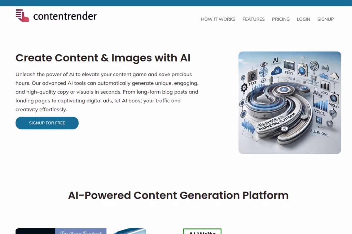 Content Render homepage screenshot
