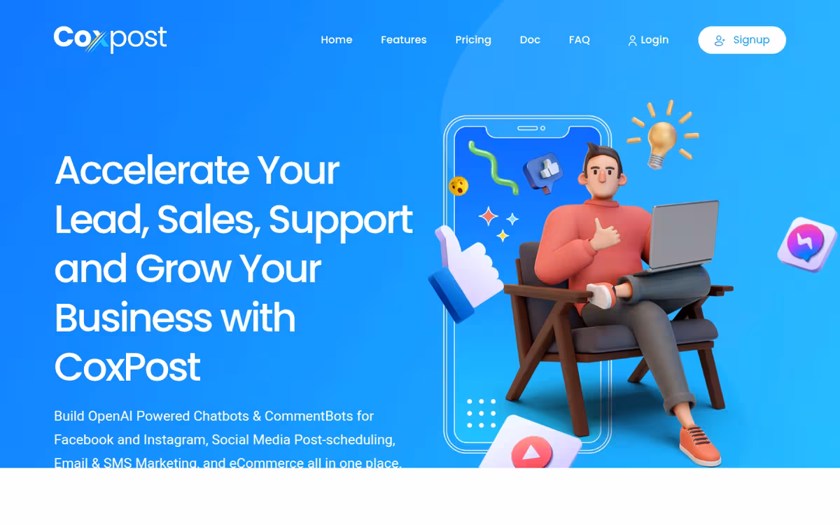 Coxpost homepage screenshot