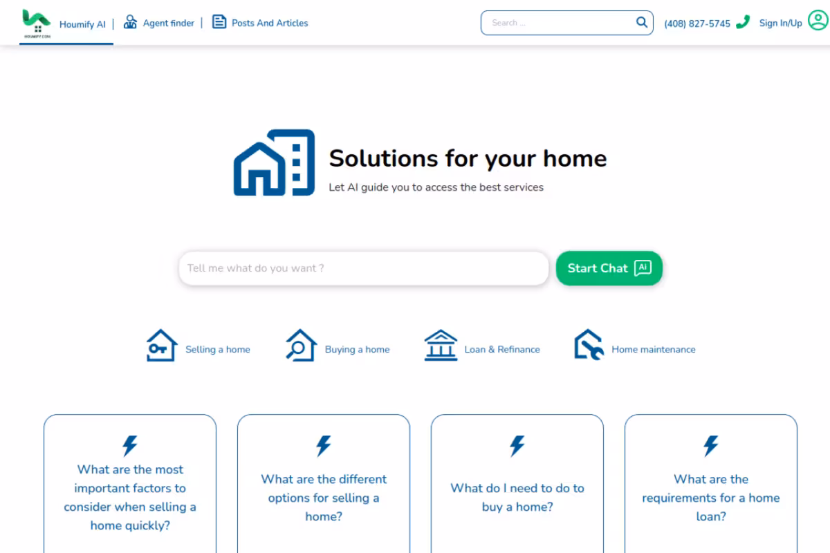 Houmify homepage screenshot