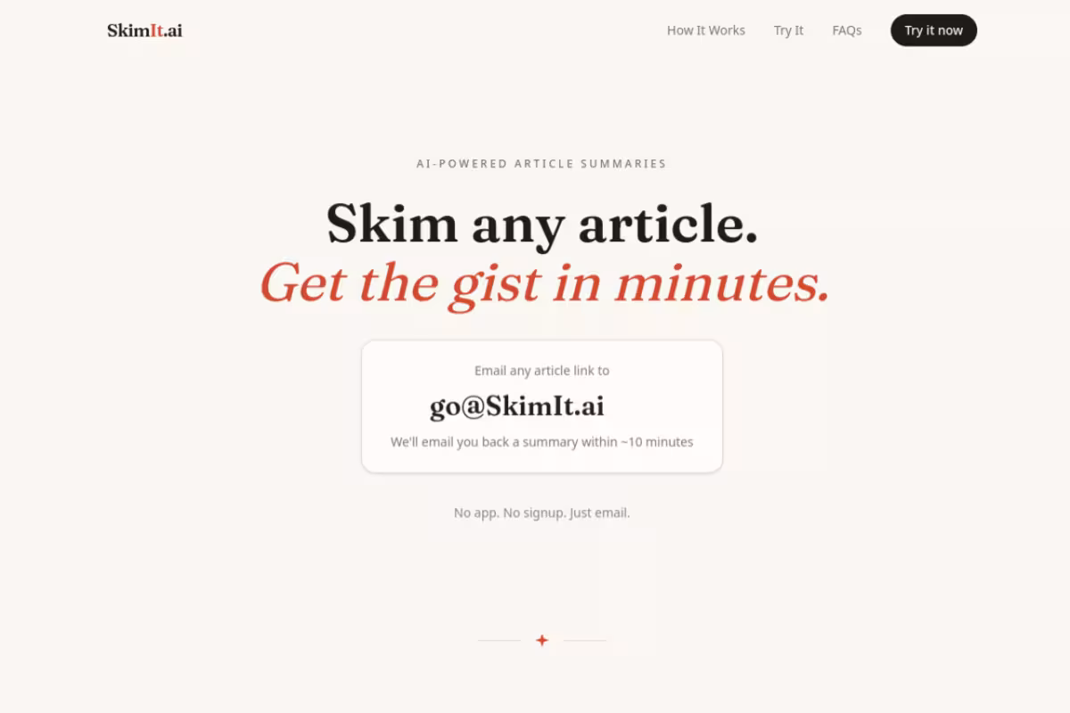 SkimIt.ai homepage screenshot