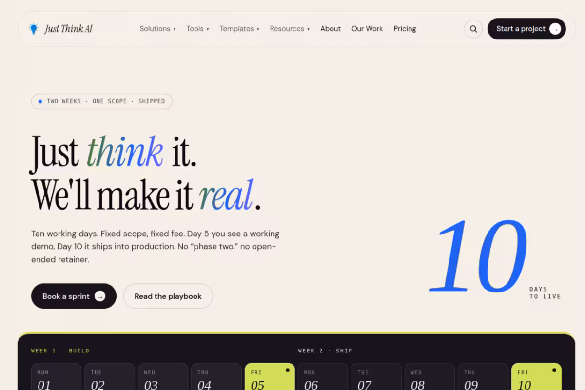Just Think AI homepage screenshot