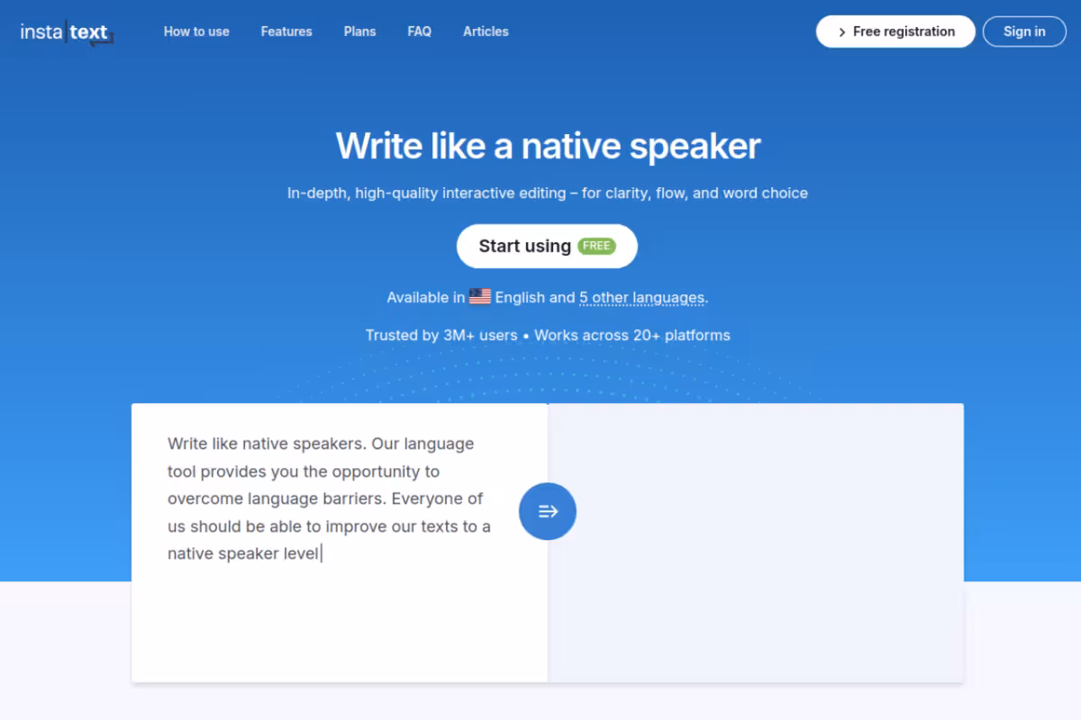Write like a native speaker homepage screenshot